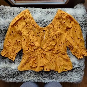 Sz S Free People Gardenia Eyelet Top 100% Cotton